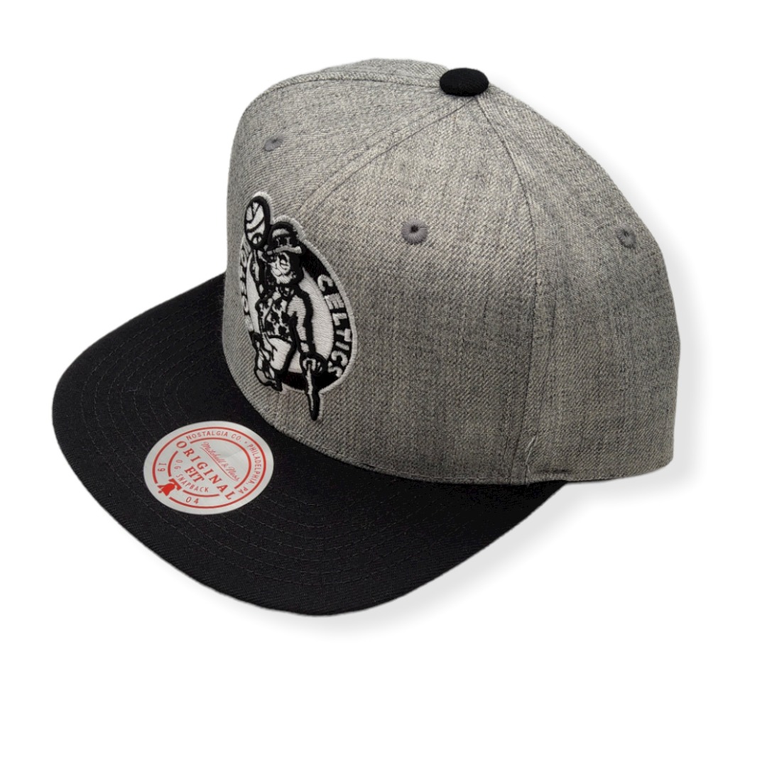 Mitchell & Ness Boston Celtics Grey Black Pop Adjustable Snapback Hat Cap