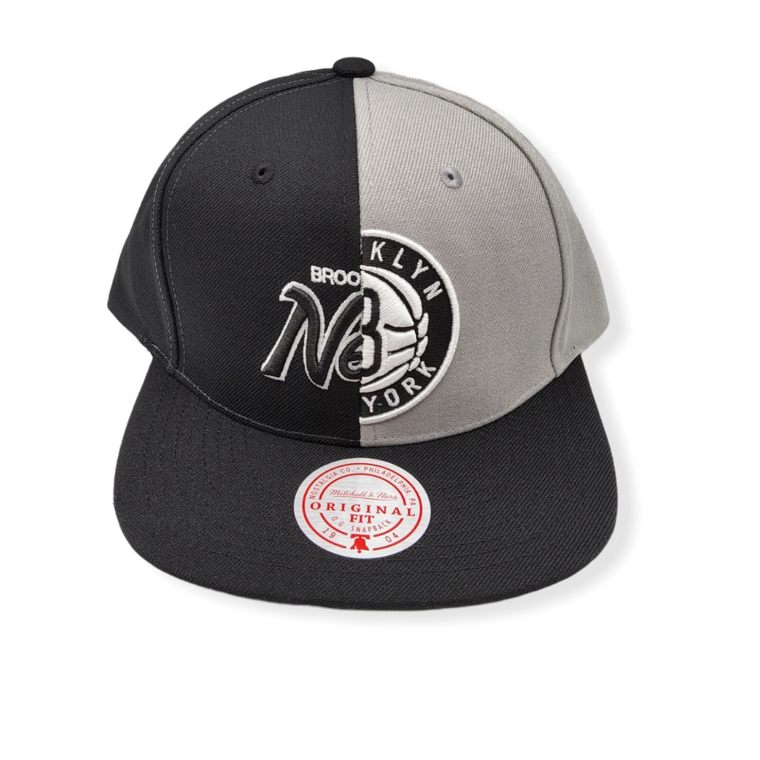 Mitchell & Ness Brooklyn Nets Split Crown Adjustable Snapback Hat Cap