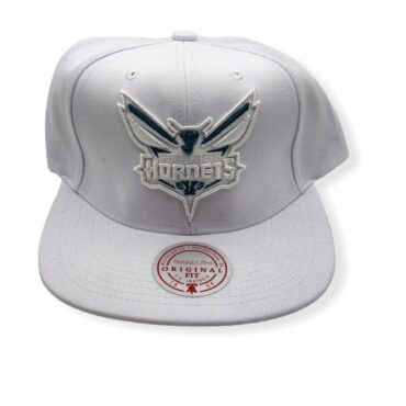 Mitchell & Ness Charlotte Hornets White Out TC Pop Current Logo Adjustable Snapback Hat Cap
