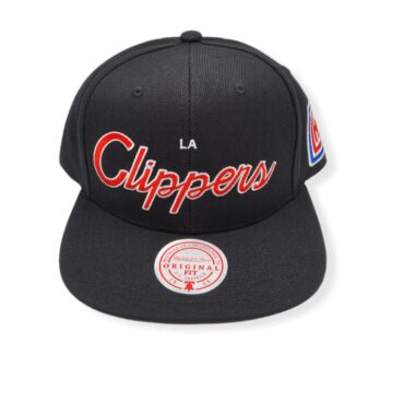Mitchell & Ness Los Angeles Clippers Team Script 2.0 Black Adjustable Snapback Hat Cap
