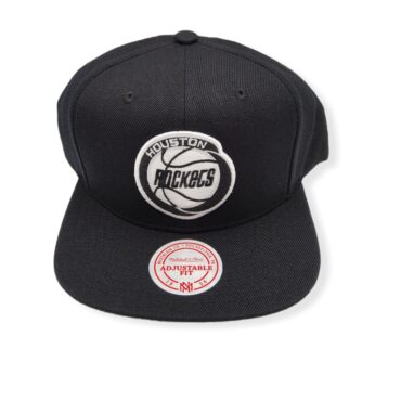 Mitchell & Ness Houston Rockets Wool Black/White Hardwood Classics Adjustable Snapback Hat Cap