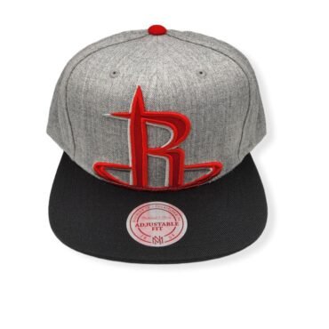 Mitchell & Ness Houston Rockets Cropped XL Logo Heather Adjustable Snapback Hat Cap