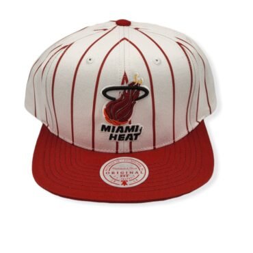 Mitchell & Ness Miami Heat Retro Pinstripe White Adjustable Snapback Hat Cap