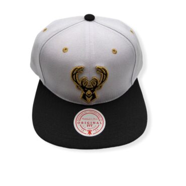 Mitchell & Ness Milwaukee Bucks White Gold Pop Adjustable Snapback Hat Cap