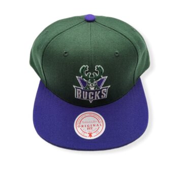 Mitchell & Ness Milwaukee Bucks Team 2 Tone 2.0 Green/Purple Adjustable Snapback Hat Cap
