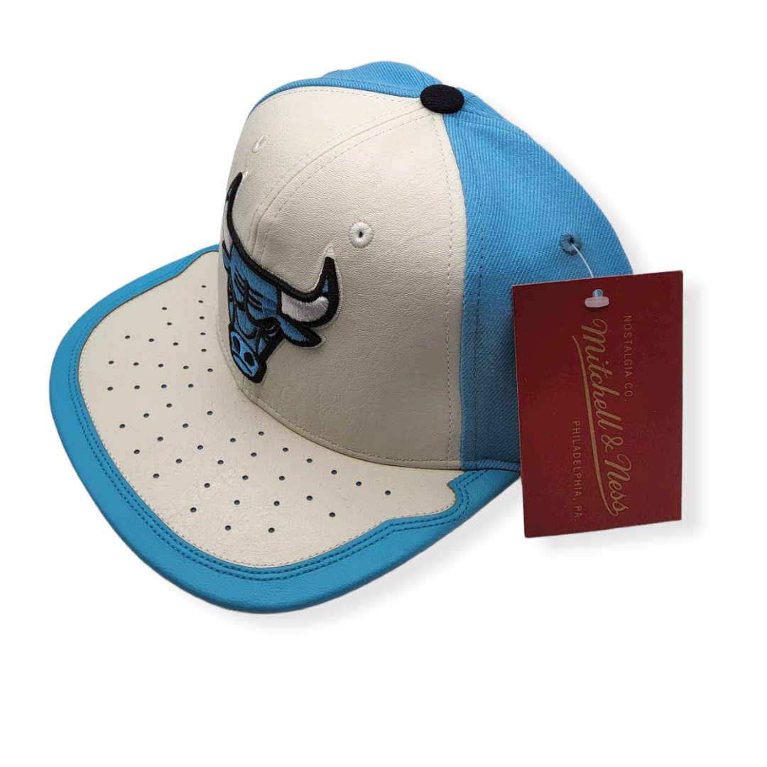Mitchell & Ness Chicago Bulls Day One White/Light Blue Black Button/Snap Adjustable Snapback Hat Cap
