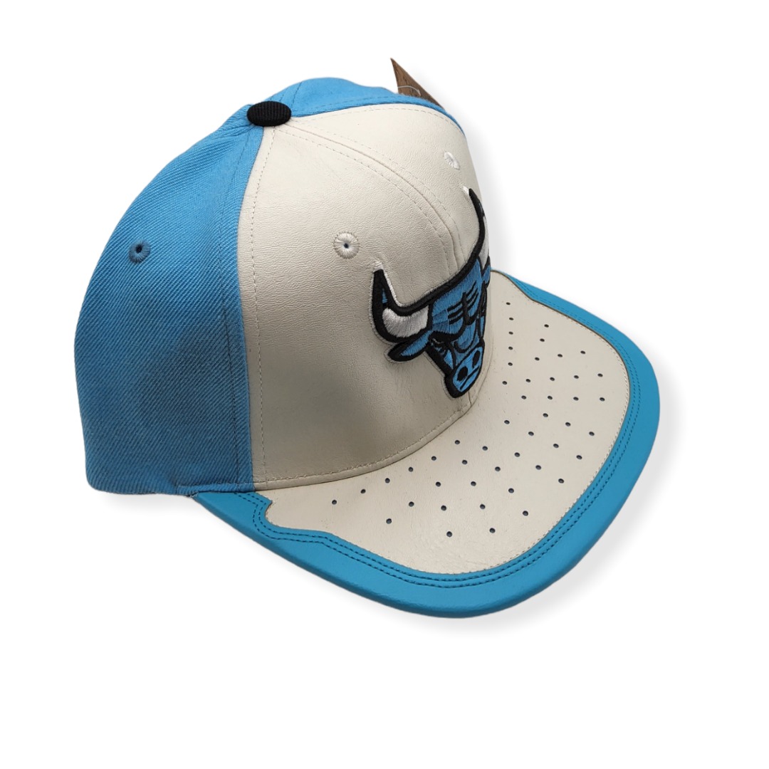 Mitchell & Ness Chicago Bulls Day One White/Light Blue Black Button/Snap Adjustable Snapback Hat Cap
