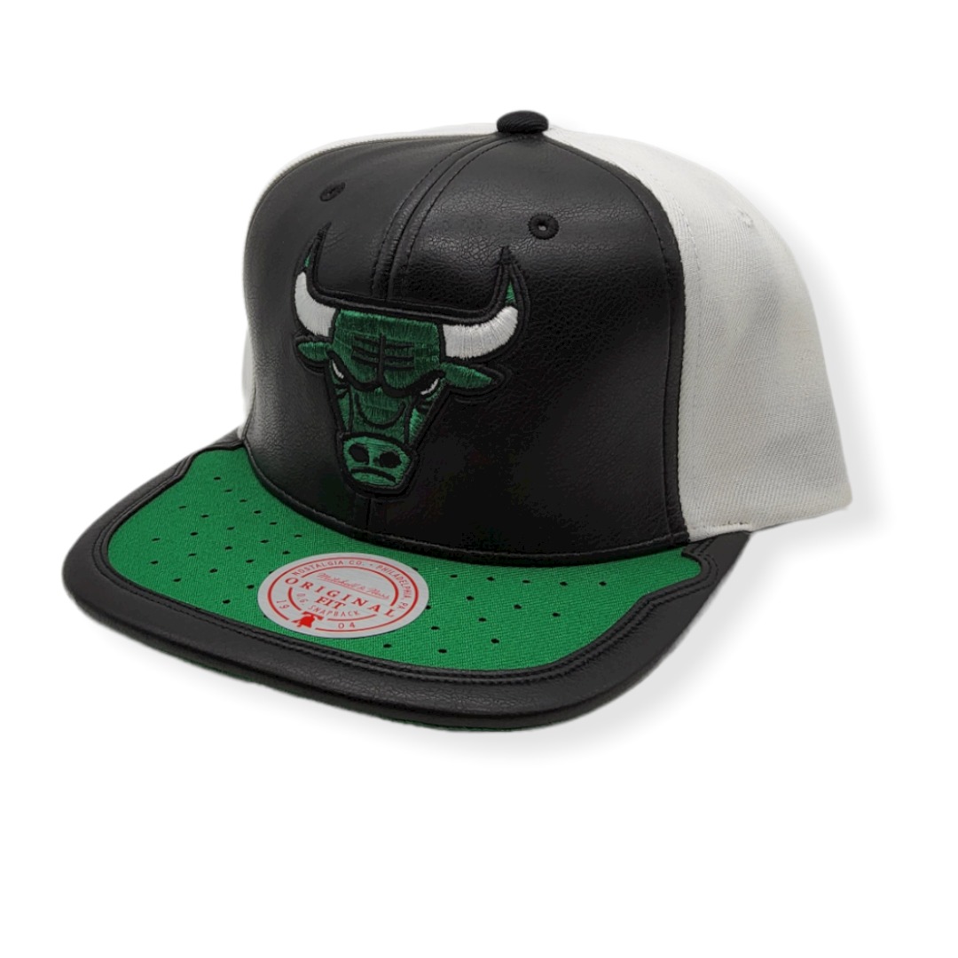 Mitchell & Ness Chicago Bulls Day One White/Green Adjustable Snapback Hat Cap