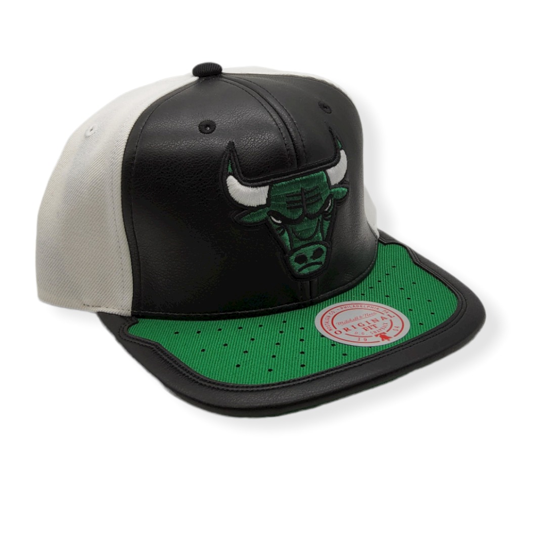 Mitchell & Ness Chicago Bulls Day One White/Green Adjustable Snapback Hat Cap