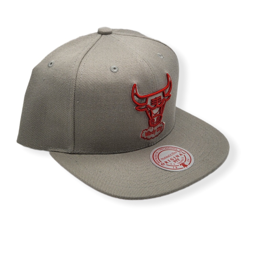 Mitchell & Ness Chicago Bulls Two Tonal Hardwood Classics Grey Adjustable Snapback Hat Cap