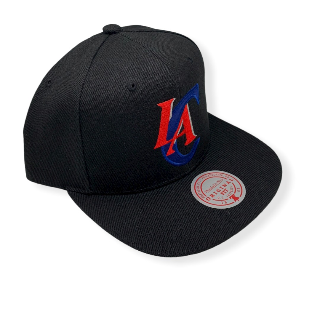 Mitchell & Ness Los Angeles Clippers Hardwood Classics Logo Satin Under Adjustable Snapback Hat Cap