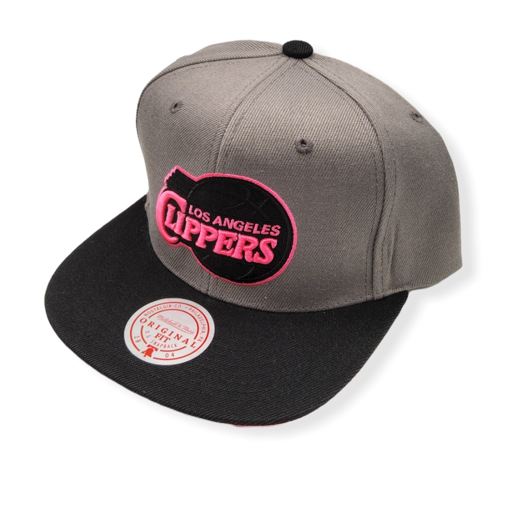 Mitchell & Ness Los Angeles Clippers Neon Lights Hardwood Classics Grey/Black Adjustable Snapback Hat Cap