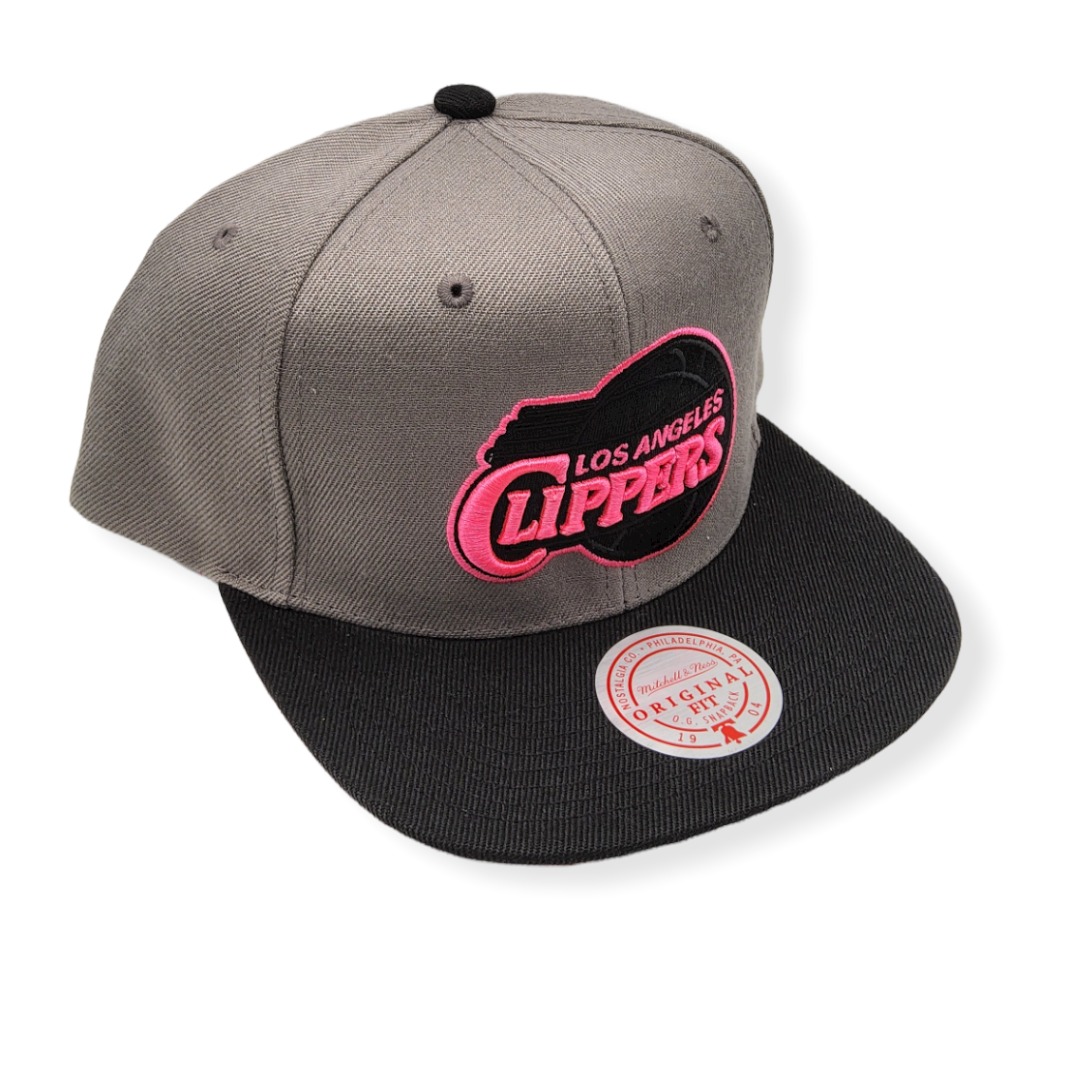 Mitchell & Ness Los Angeles Clippers Neon Lights Hardwood Classics Grey/Black Adjustable Snapback Hat Cap