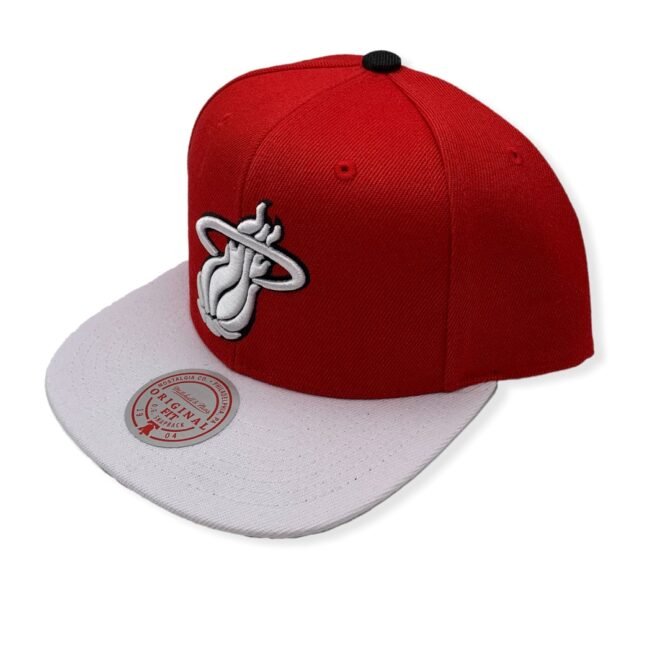 Mitchell & Ness Miami Heat Cardinal Red 2 Tone Adjustable Snapback Hat Cap
