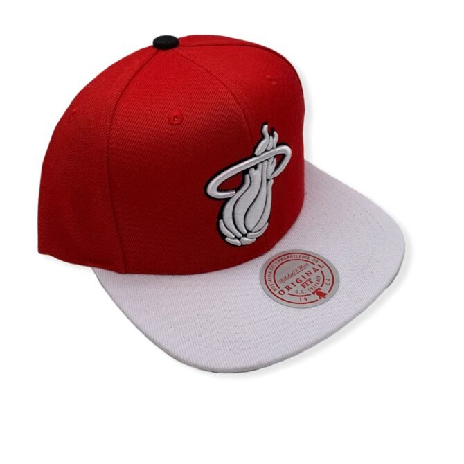 Mitchell & Ness Miami Heat Cardinal Red 2 Tone Adjustable Snapback Hat Cap