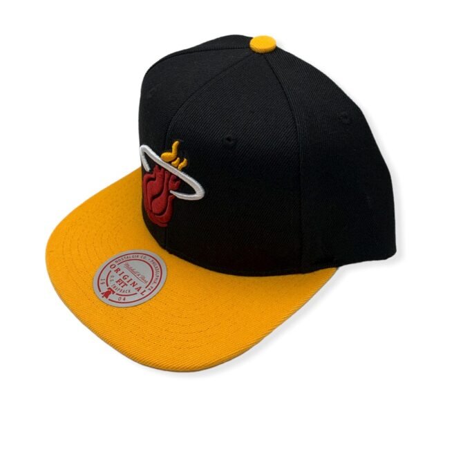 Mitchell & Ness Miami Heat Core Basic Black/Yellow Adjustable Snapback Hat Cap