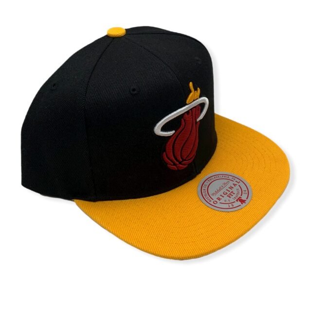 Mitchell & Ness Miami Heat Core Basic Black/Yellow Adjustable Snapback Hat Cap