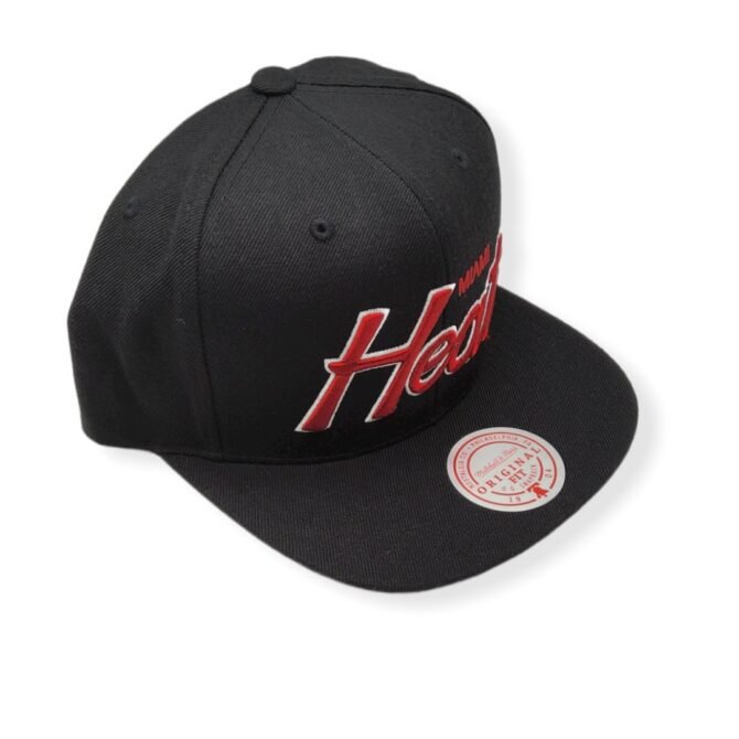 Mitchell & Ness Miami Heat Foundation Script Black Adjustable Snapback Hat Cap