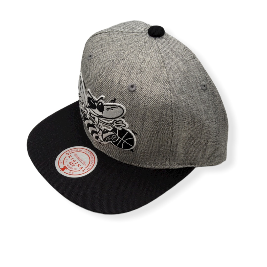 Mitchell & Ness Charlotte Hornets Grey Black Pop Adjustable Snapback Hat Cap