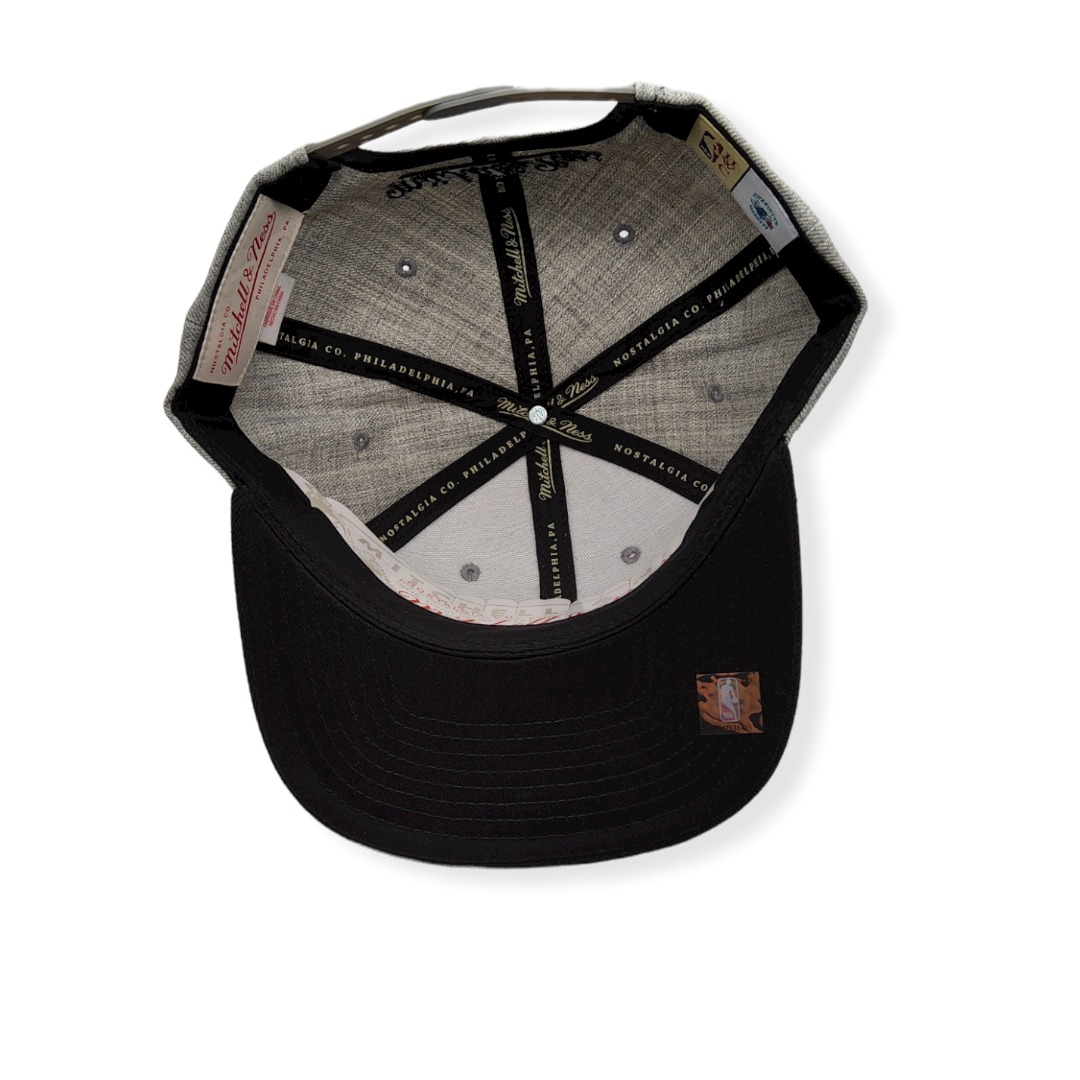 Mitchell & Ness Charlotte Hornets Grey Black Pop Adjustable Snapback Hat Cap