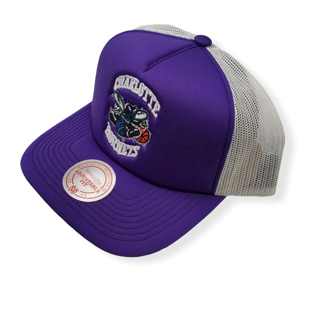 Mitchell & Ness Charlotte Hornets Off The Backboard Trucker Adjustable Snapback