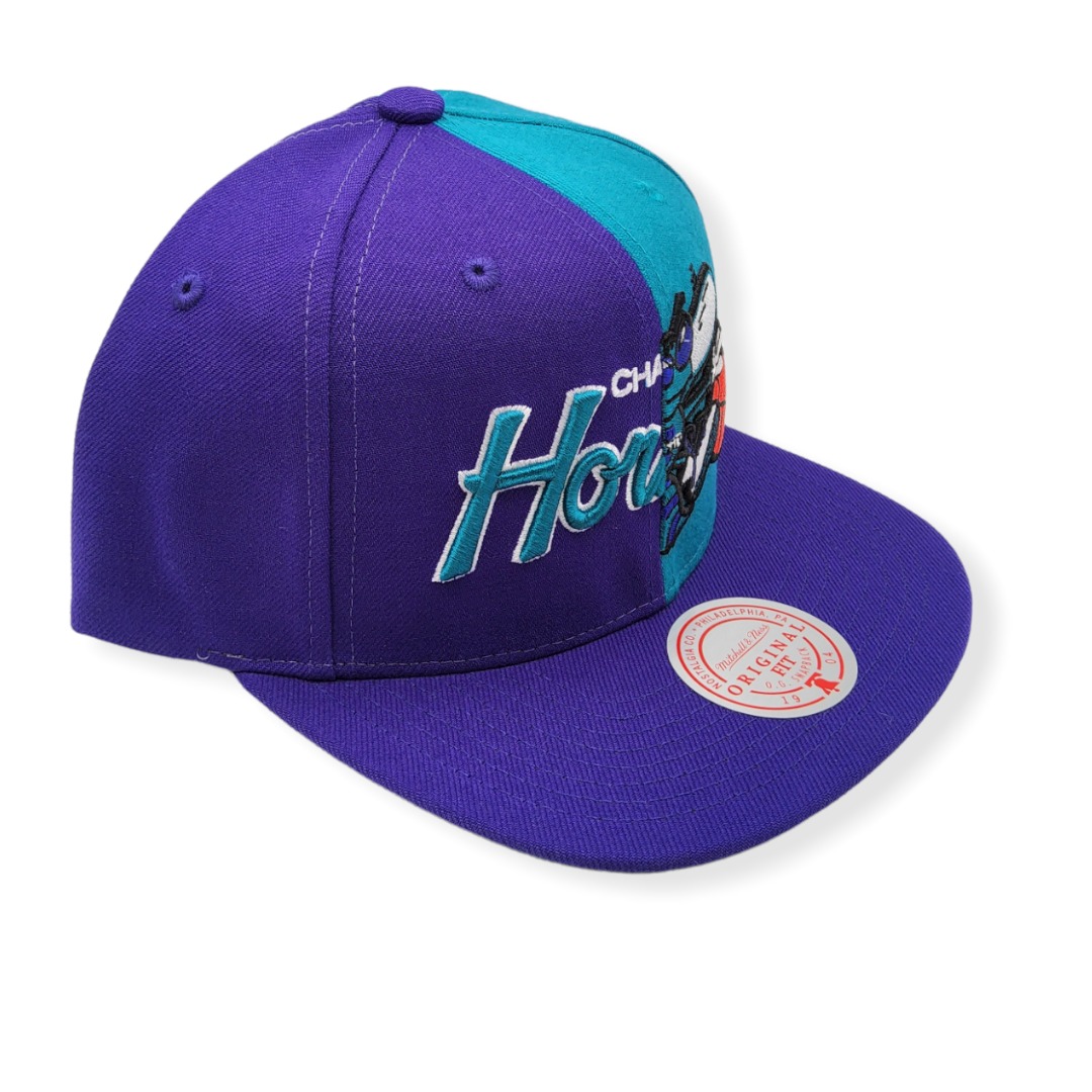 Mitchell & Ness Charlotte Hornets Split Crown Hardwood Classics Adjustable Snapback Hat Cap