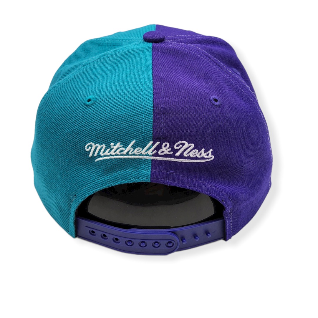 Mitchell & Ness Charlotte Hornets Split Crown Hardwood Classics Adjustable Snapback Hat Cap