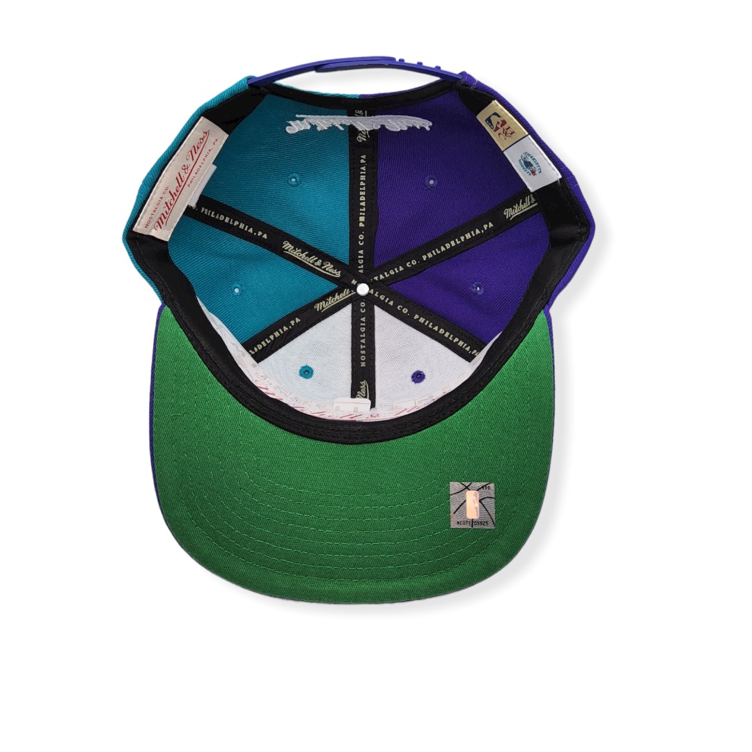 Mitchell & Ness Charlotte Hornets Split Crown Hardwood Classics Adjustable Snapback Hat Cap
