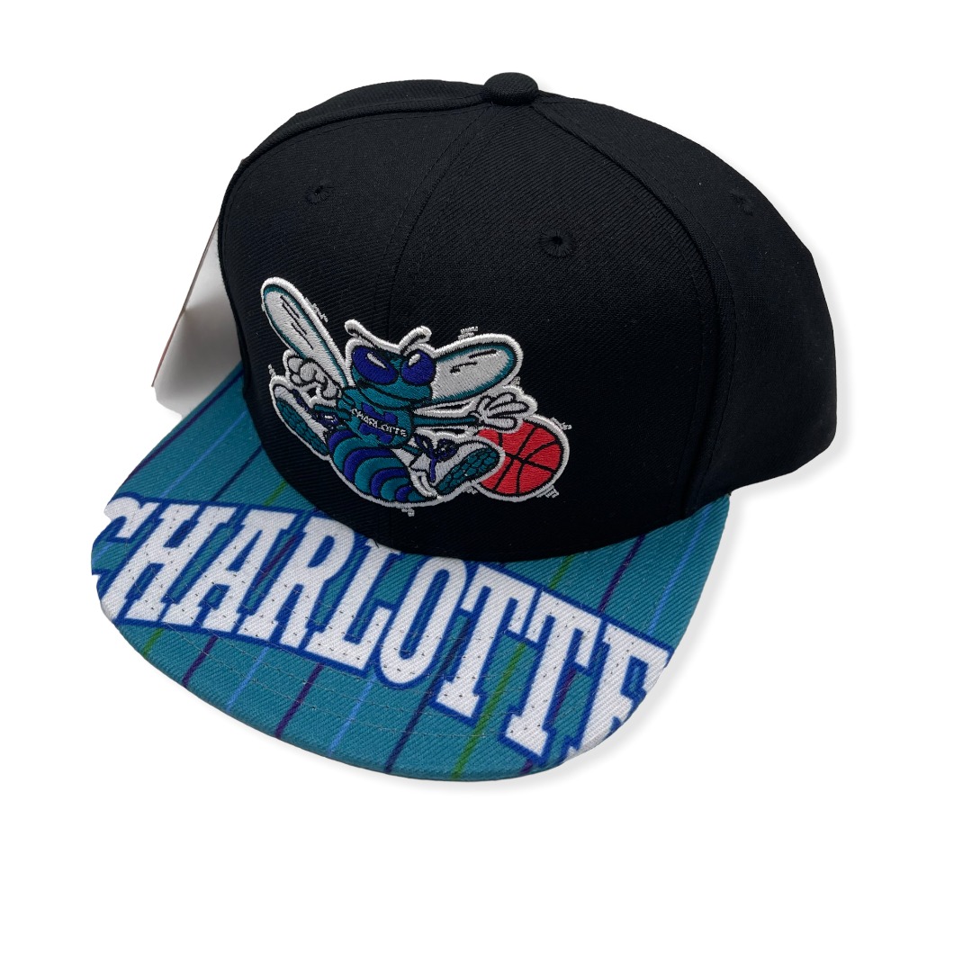 Mitchell & Ness Charlotte Hornets Swingman Pop HWC Black/Teal Adjustable Snapback Hat Cap