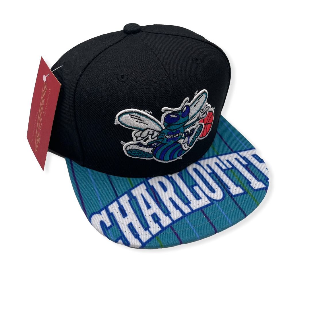 Mitchell & Ness Charlotte Hornets Swingman Pop HWC Black/Teal Adjustable Snapback Hat Cap
