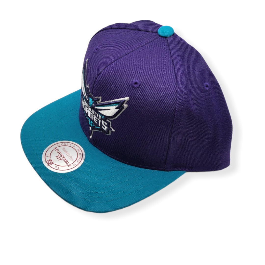 Mitchell & Ness Charlotte Hornets XL Logo 2T Purple/Teal Snapback Hat Cap
