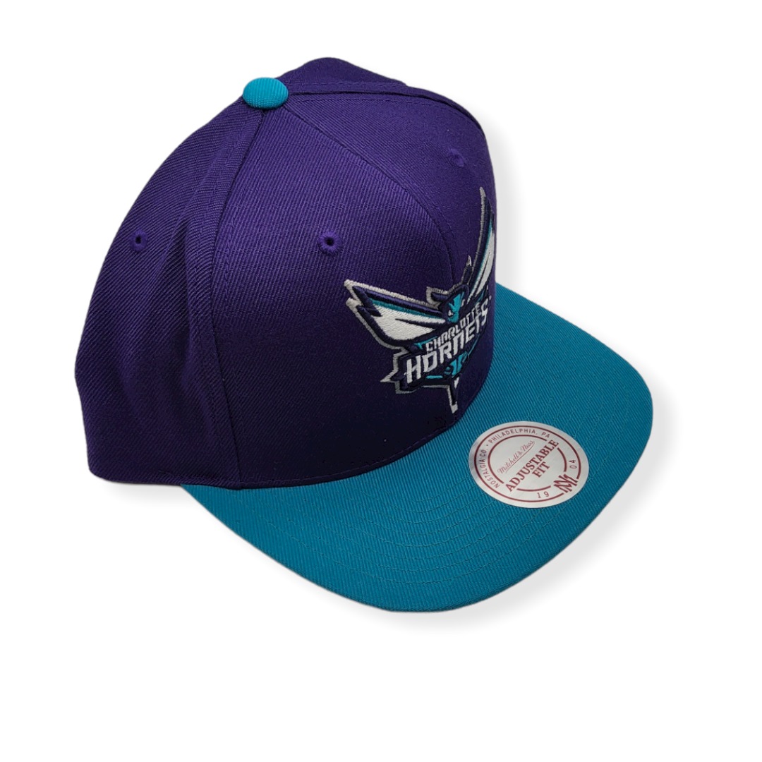 Mitchell & Ness Charlotte Hornets XL Logo 2T Purple/Teal Snapback Hat Cap
