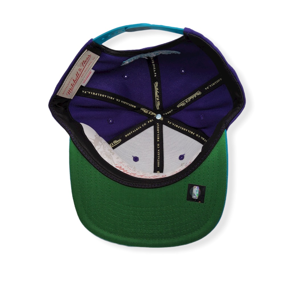 Mitchell & Ness Charlotte Hornets XL Logo 2T Purple/Teal Snapback Hat Cap