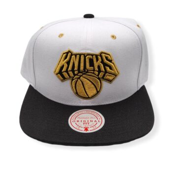 Mitchell & Ness New York Knicks White Gold Pop Adjustable Snapback Hat Cap