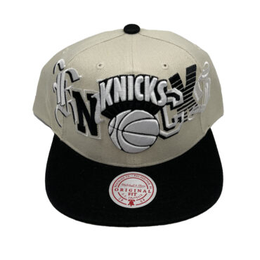Mitchell & Ness New York Knicks Hype Type Hardwood Classics Cream Adjustable Snapback Hat Cap