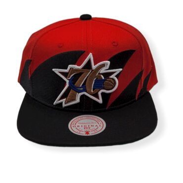 Mitchell & Ness Philadelphia 76ers Sharktooth Black/Red Adjustable Snapback Hat Cap