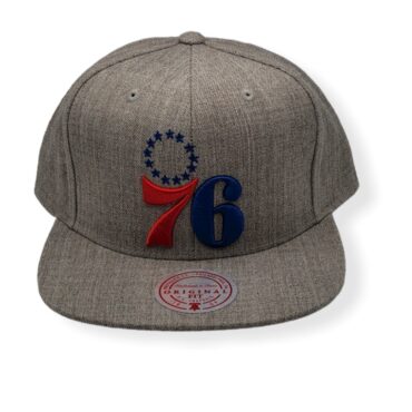 Mitchell & Ness Philadelphia 76ers Team Heather Adjustable Snapback Hat Cap