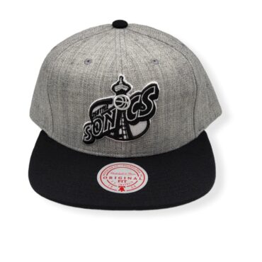 Mitchell & Ness Seattle Supersonics Grey Black Pop Hardwood Classics Adjustable Snapback Hat Cap