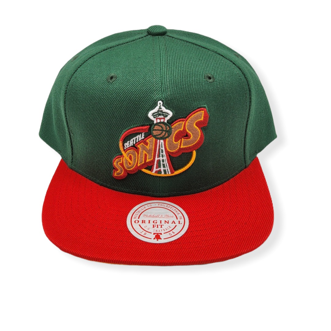 Mitchell & Ness Seattle Supersonics Core Basic Hardwood Classics Green/Red Adjustable Snapback Hat Cap