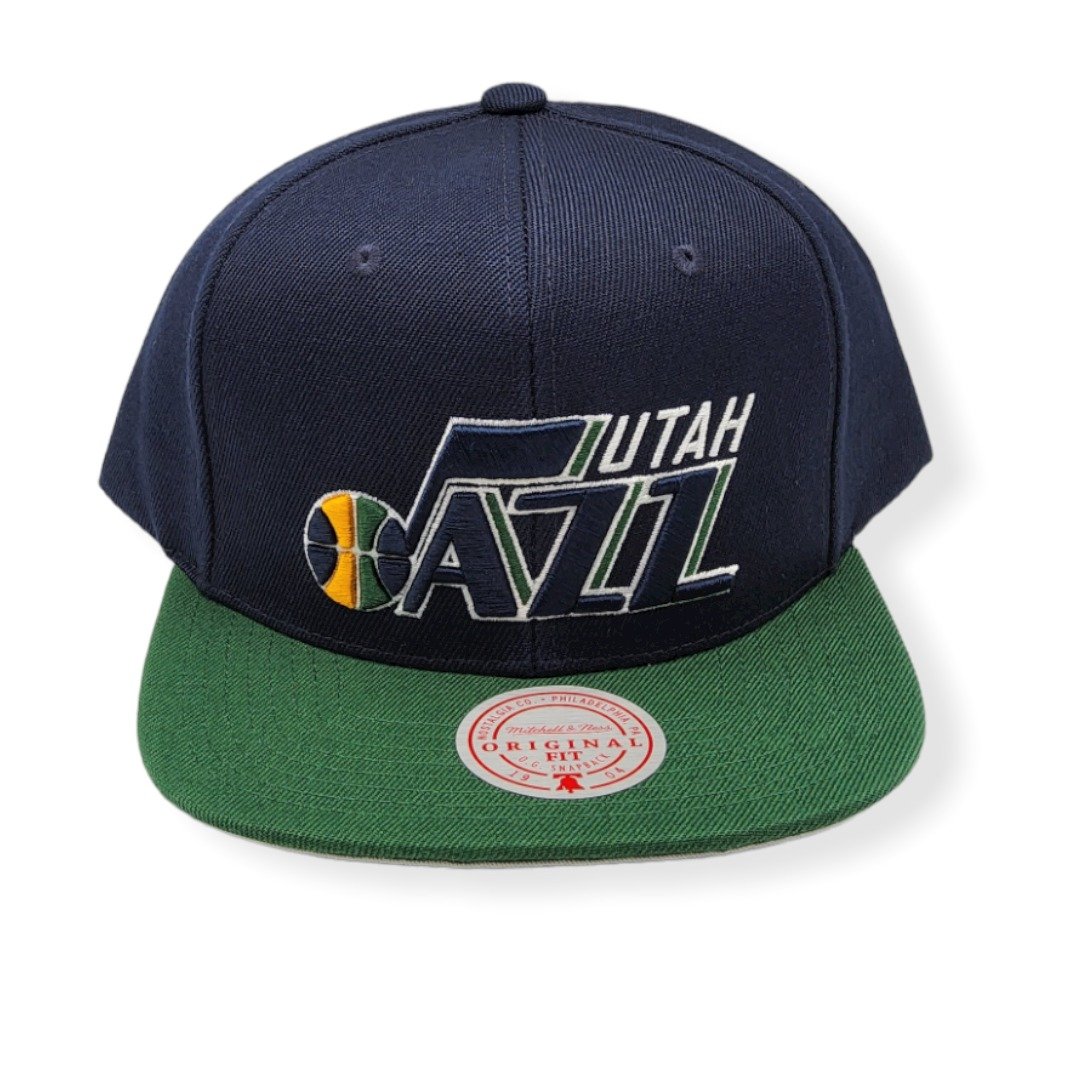 Mitchell & Ness Utah Jazz Core Basic Navy/Green Script Adjustable Snapback Hat Cap