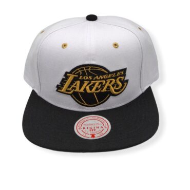 Mitchell & Ness Los Angeles Lakers White Gold Pop Adjustable Snapback Hat Cap
