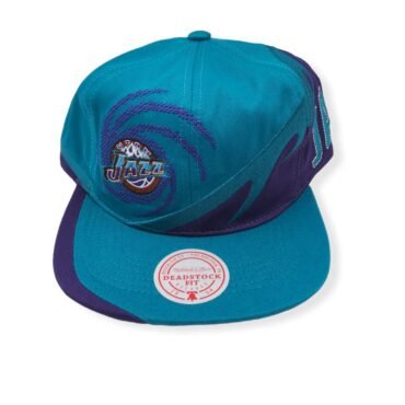 Mitchell & Ness Utah Jazz Spiral Deadstock Teal Adjustable Snapback Hat Cap