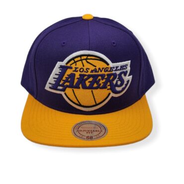 Mitchell & Ness Los Angeles Lakers XL Logo 2T Purple/Yellow Adjustable Snapback Hat Cap