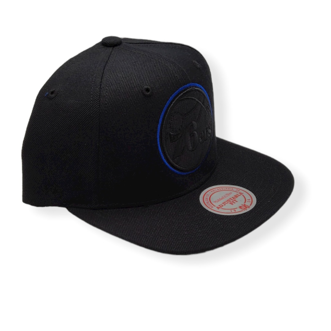 Mitchell & Ness Philadelphia 76ers Black Team Pop Adjustable Snapback Hat Cap