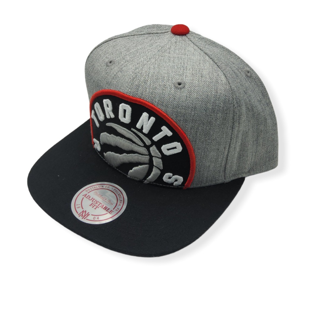 Mitchell & Ness Toronto Raptors Cropped XL Logo Heather 2 Tone Adjustable Snapback Hat Cap