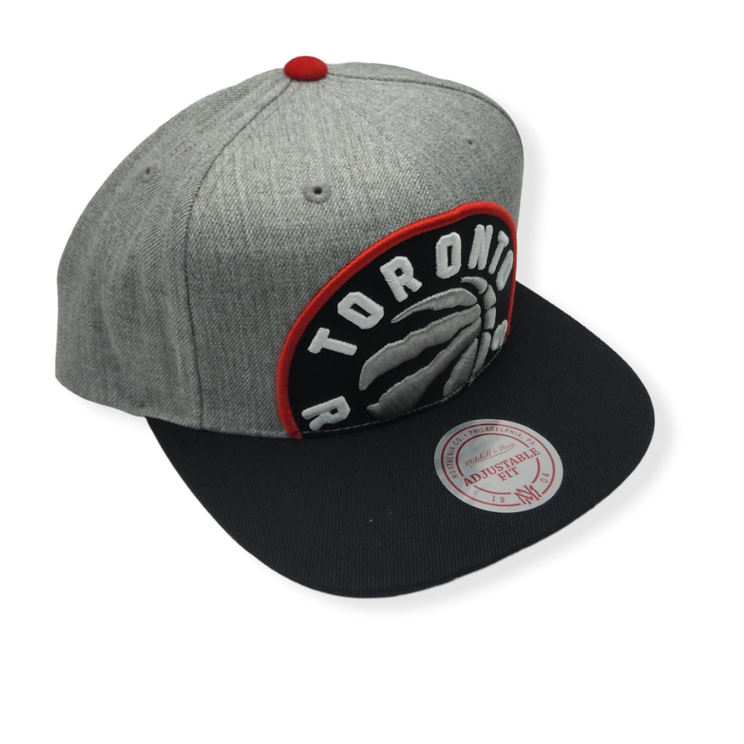 Mitchell & Ness Toronto Raptors Cropped XL Logo Heather 2 Tone Adjustable Snapback Hat Cap