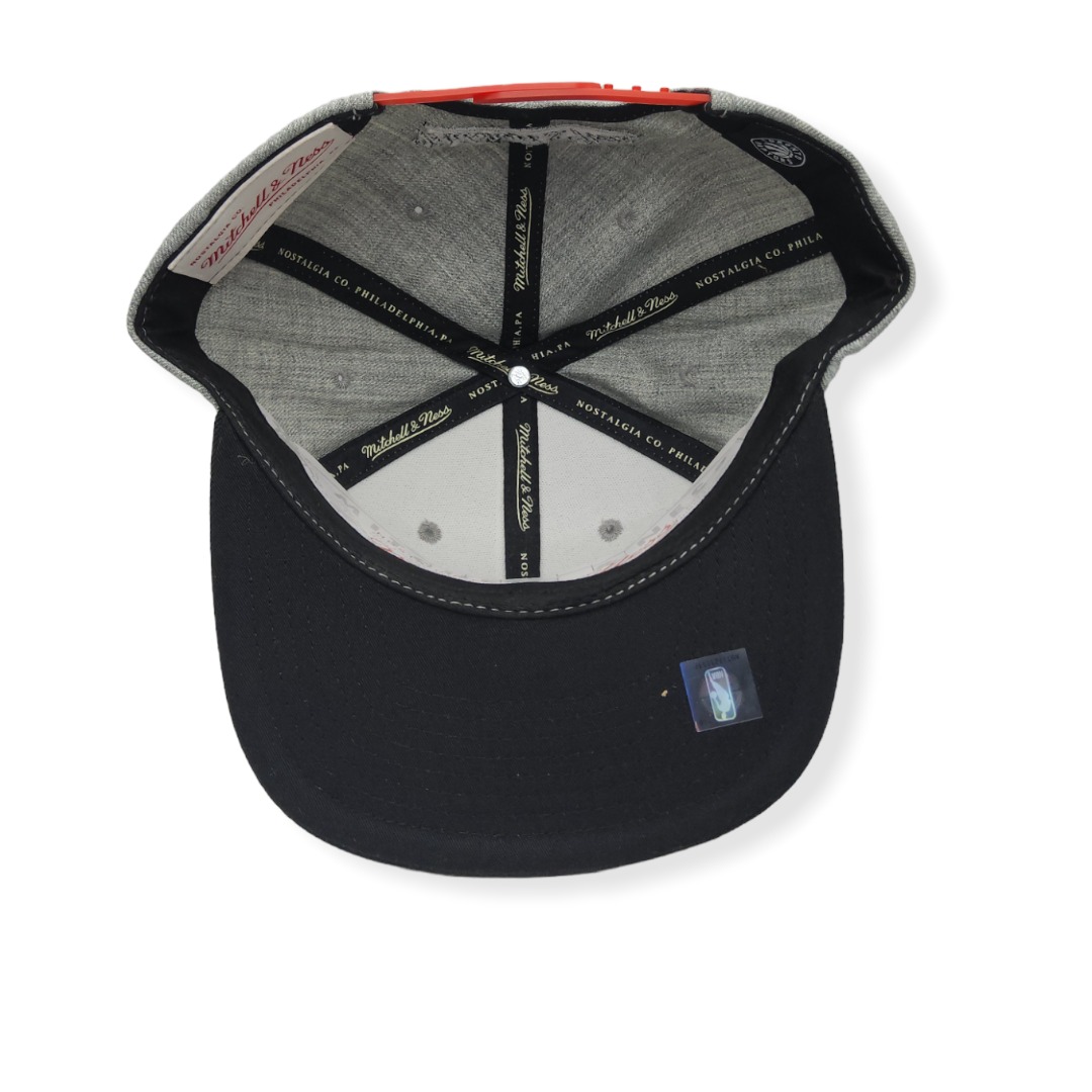 Mitchell & Ness Toronto Raptors Cropped XL Logo Heather 2 Tone Adjustable Snapback Hat Cap