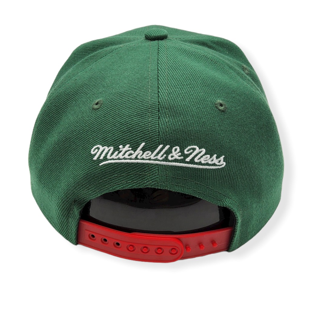 Mitchell & Ness Seattle Supersonics Core Basic Hardwood Classics Green/Red Adjustable Snapback Hat Cap