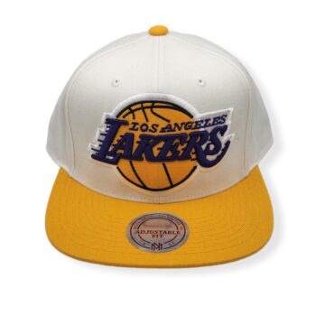 Mitchell & Ness Los Angeles Lakers XL Logo 2T White/Yellow Adjustable Snapback Hat Cap