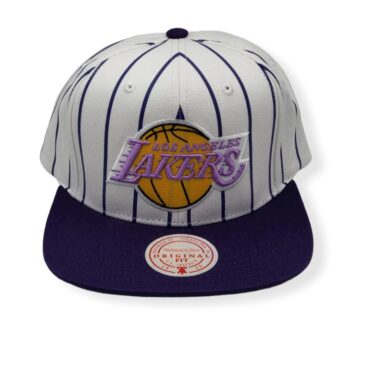 Mitchell & Ness Los Angeles Lakers Retro Pinstripe Lavender Adjustable Snapback Hat Cap